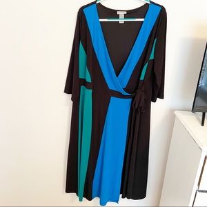 Catherines Women Black Wrap Dress Size 18W